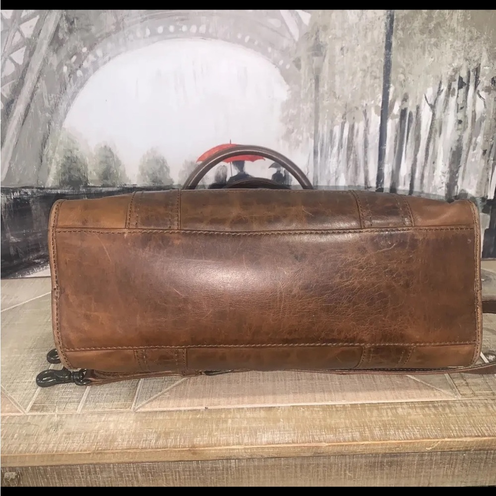 🤎🧡Frye Melissa Satchel Crossbody Bag Distressed Leather-Cognac-$388 - Picture 6 of 14